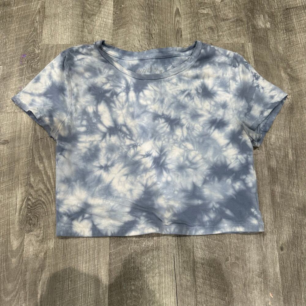 Aeropostale Seriously Soft Tie Dye Baby Tee‎ Crop Top Blue Size L